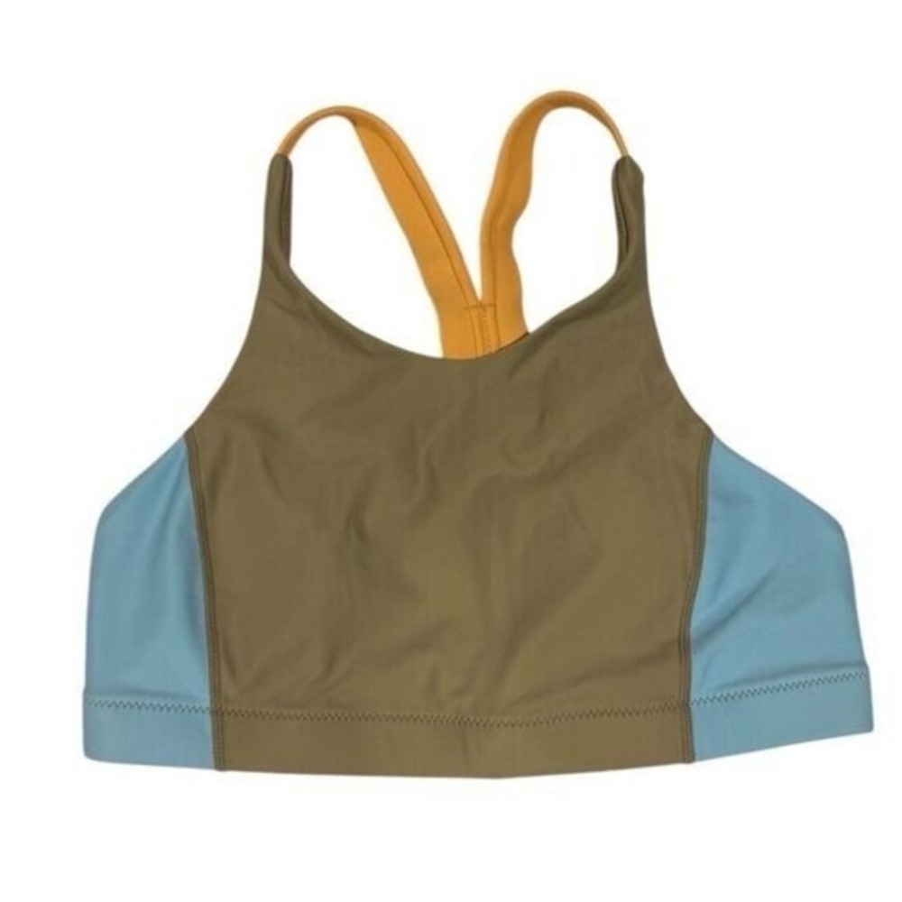 Prana‎ Womens Baja Bound Bikini Top Sweet Agave Color Block XS Beach Vacation